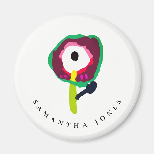 Niedliches Kind Gezeichnet farbenfrohe grüne Rosa  Magnet (Vorne)