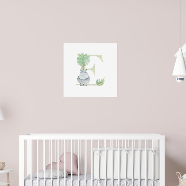 Niedliches Kind HIPPO Monogramm E Kinderzimmer Poster (Kinderzimmer 2)
