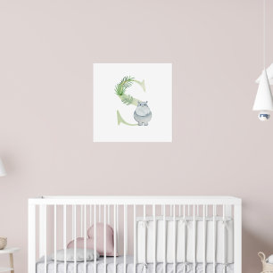 Niedliches Kind HIPPO Monogramm S Kinderzimmer Poster