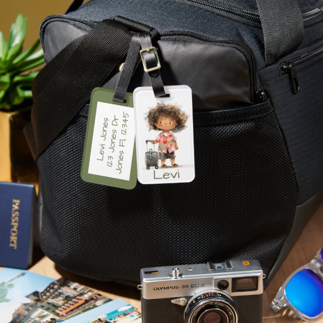 Niedliches Kind mit Kleinkind Gepäckanhänger (Vorderseite & Rückseite)