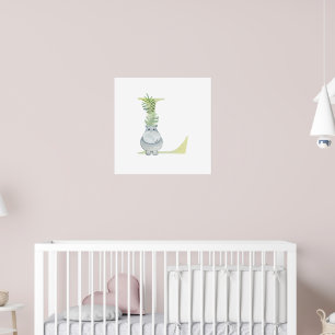 Niedliches Kind Tieres HIPPO Monogramm L Kinderzim Poster