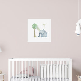 Niedliches Kind Tierisches ELEPHANT Monogramm N Ki Poster
