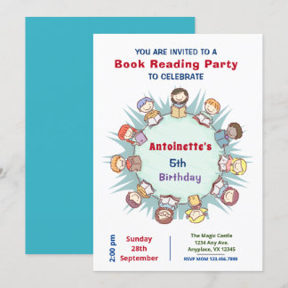 Niedliches Kinderbuch Geburtstagsparty Einladung