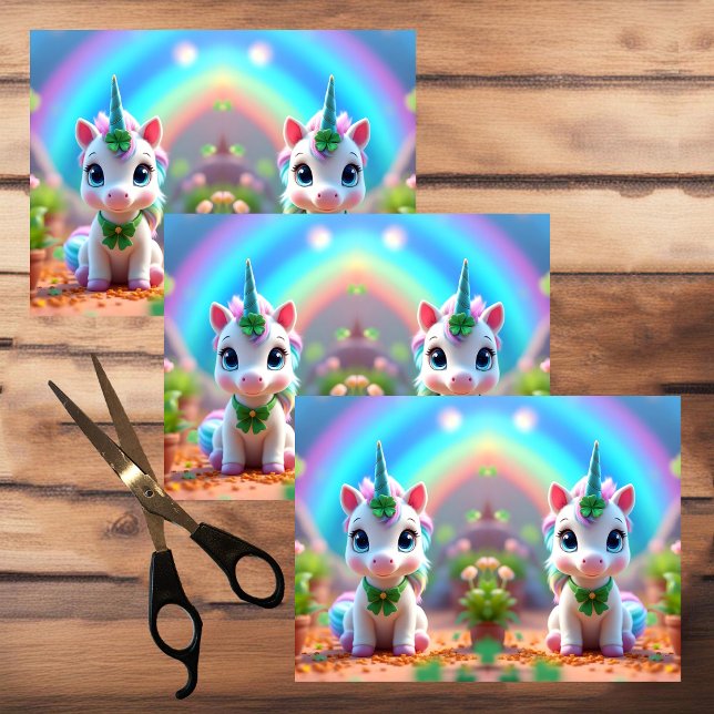 Niedliches Kindereinhorn und Regenbogen, Mädchen Seidenpapier (Von Creator hochgeladen)
