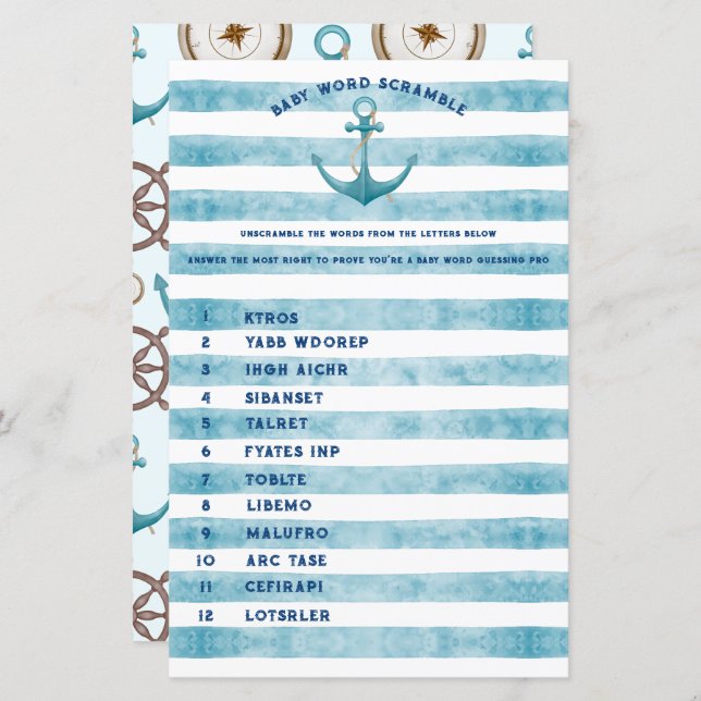 Niedliches Kindermädchen Kinderdusche Word Scrambl (Vorne/Hinten)