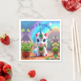 Niedliches Kinderspiel und Regenbogen, Mädchengebu Serviette