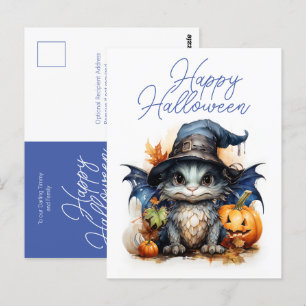 Niedliches Kinderspiel Watercolor Dragon Halloween Postkarte