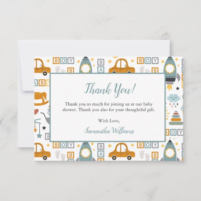 Niedliches Kinderspielzeug Boy Aquamarin Baby Dusc Dankeskarte (Vorderseite)