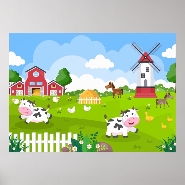 niedliches Kinderzimmer Bauernhof Poster (Vorne)
