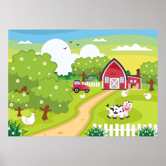 niedliches Kinderzimmer Bauernhof Poster (Vorne)