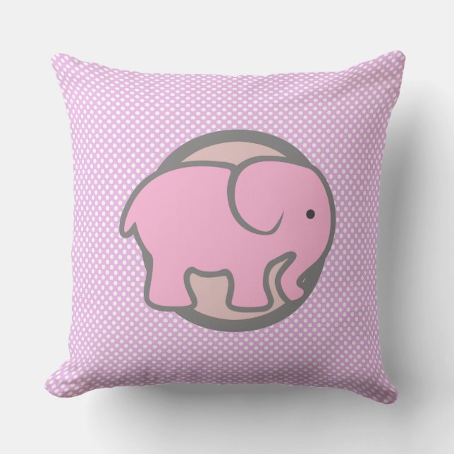 Niedliches Kinderzimmer Dekor Pink Elephant Polka  Kissen (Vorderseite)