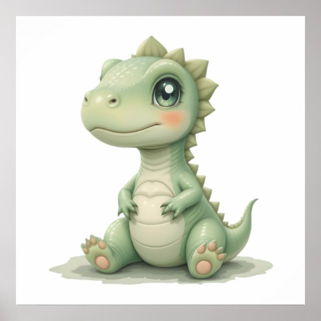Niedliches Kinderzimmer Dinosaurier  Poster Baby R (Vorne)