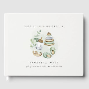 Niedliches Kinderzimmer Essential Leafy Green Baby Gästebuch