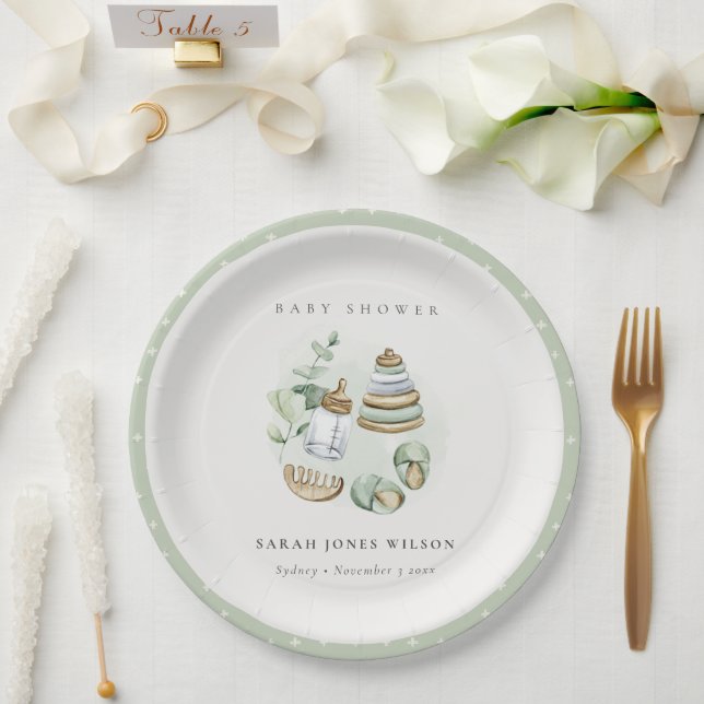 Niedliches Kinderzimmer Essential Leafy Green Baby Pappteller (Hochzeit)
