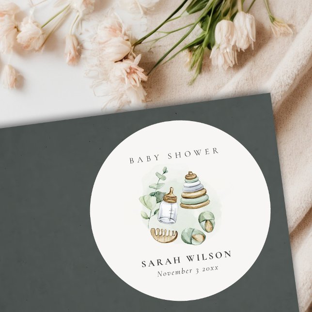 Niedliches Kinderzimmer Essential Leafy Green Baby Runder Aufkleber (Von Creator hochgeladen)