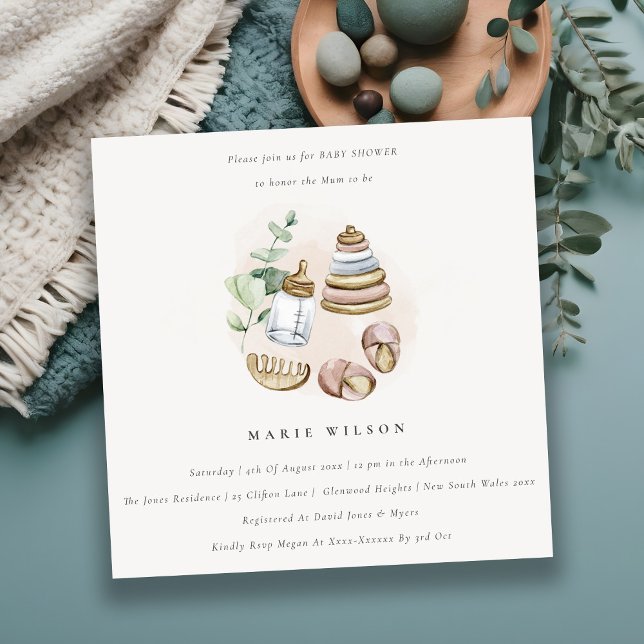 Niedliches Kinderzimmer Essenzielle Leafy Pink Gir Einladung (Von Creator hochgeladen)