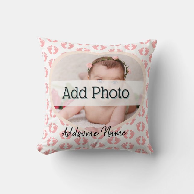 Niedliches Kinderzimmer Pink Heart Baby Foto rosa  Kissen (Vorderseite)