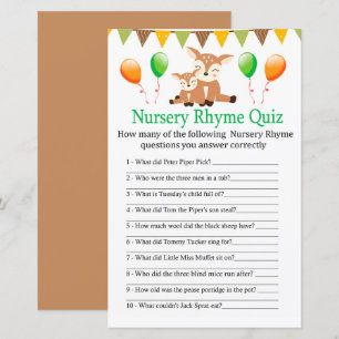 Niedliches Kinderzimmer Rhyme Quiz Babydusche
