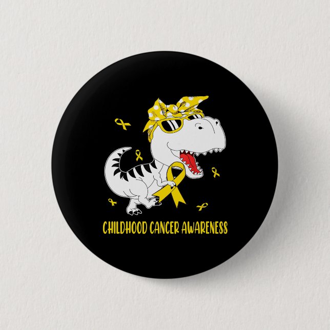 Niedliches Kindheitskrebs-Bewusstsein Dinosaurier  Button (Vorderseite)