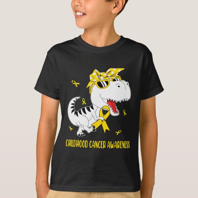 Niedliches Kindheitskrebs-Bewusstsein Dinosaurier  T-Shirt (Vorderseite)