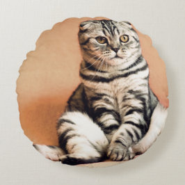 Niedliches Kitten ausgespült Rundes Kissen