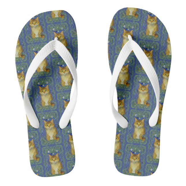 Niedliches Kitten im Vintagen Jugendstil Flip Flops (Fußbett)