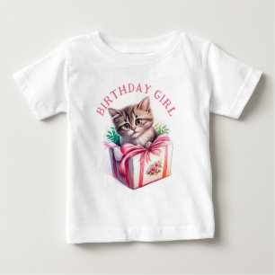Niedliches Kitten in einer Box Geburtstagsgeschenk Baby T-shirt