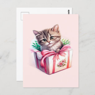 Niedliches Kitten in einer Box Geburtstagsgeschenk Postkarte