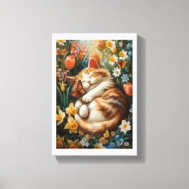 Niedliches Kitten in Frühlingsblumen - Perfekter K Leinwanddruck