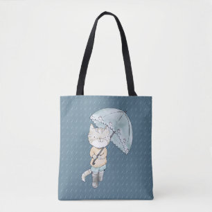 Niedliches Kitten mit Regenschirm