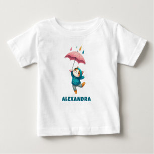 Niedliches Kitten mit Regentanz im Regen Baby T-shirt