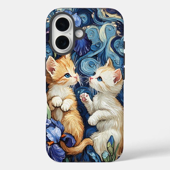 Niedliches KIttens-Spiel in Van Gogh Irises Case M (Rückseite)