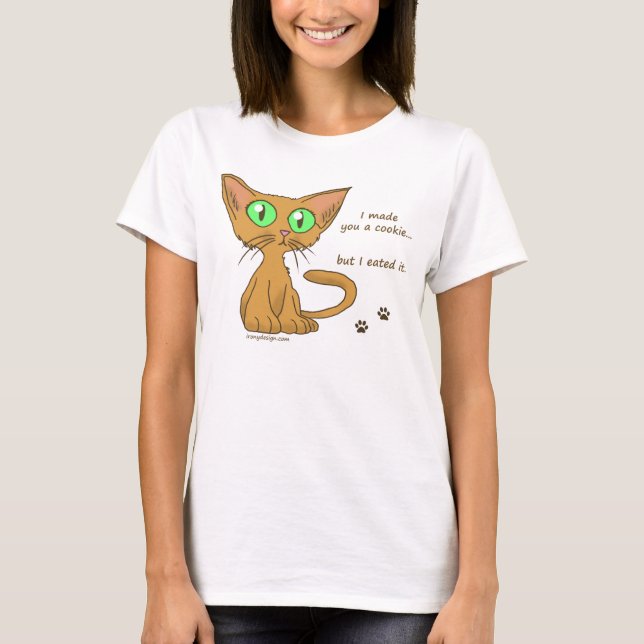 Niedliches Kitty Ate Dein Cookie T-Shirt (Vorderseite)