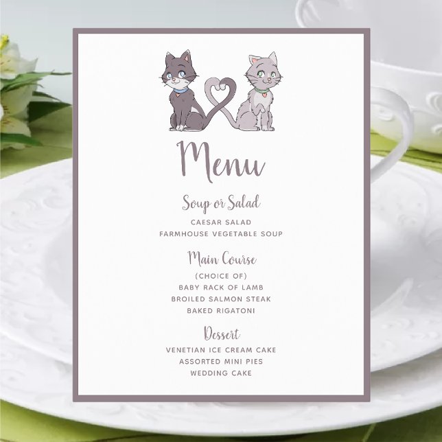 Niedliches "Kitty Couple Gray White Wedding Menu" (Von Creator hochgeladen)