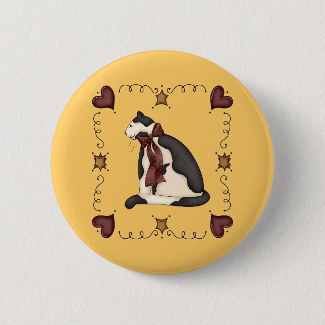 Niedliches Kitty-Katzen-Land-Geschenk Button (Vorderseite)
