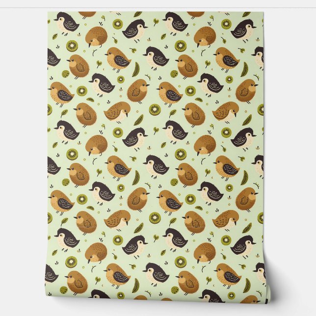 Niedliches Kiwi-Vogelmuster Tapete (Abrollen)