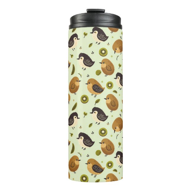 Niedliches Kiwi-Vogelmuster Thermosbecher (Vorderseite)