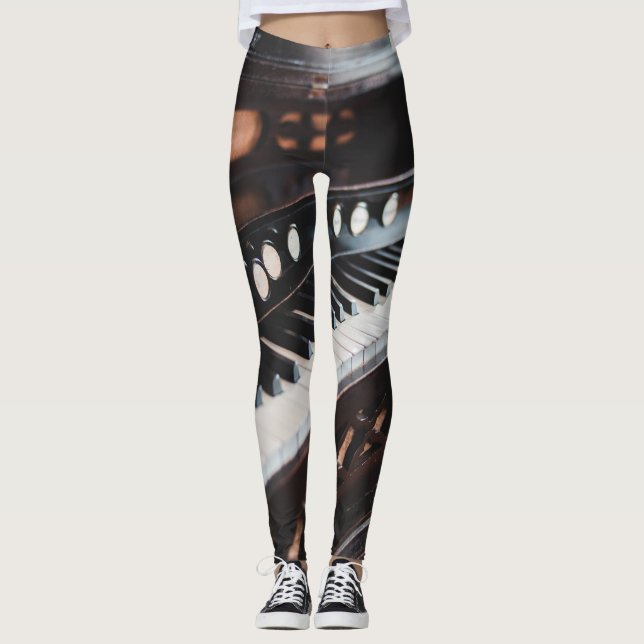 Niedliches Klavierdesign Leggings (Vorderseite)