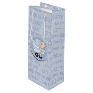 Niedliches kleines Baby in Buggy Neues Baby Geschenktüte Für Weinflaschen