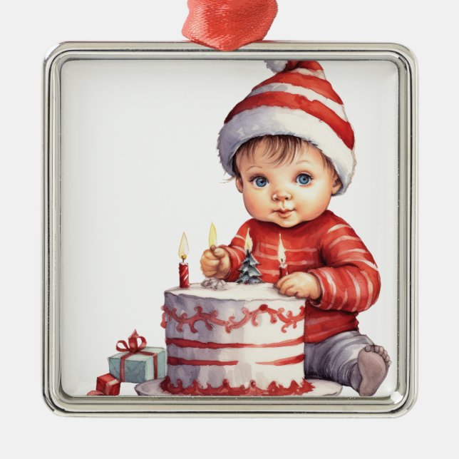 NIEDLICHES KLEINES BABY IN ROT MIT KAK ORNAMENT AUS METALL (Vorne)