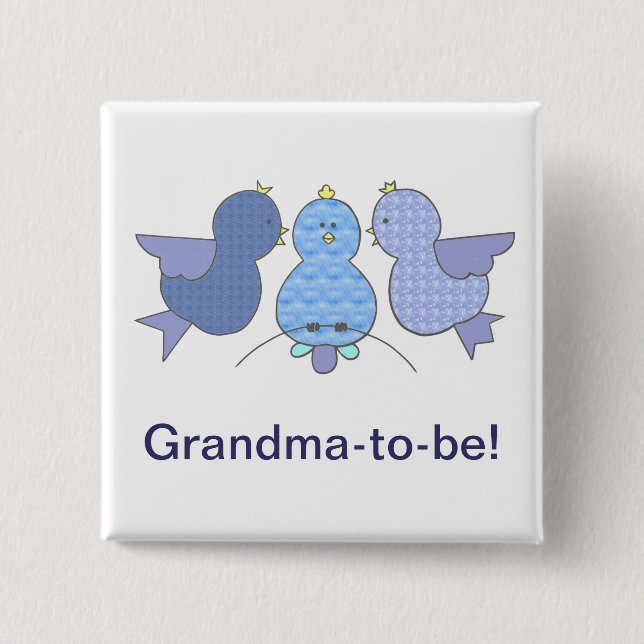 Niedliches kleines blaues Oma zu sein, Birds Baby  Button (Vorderseite)