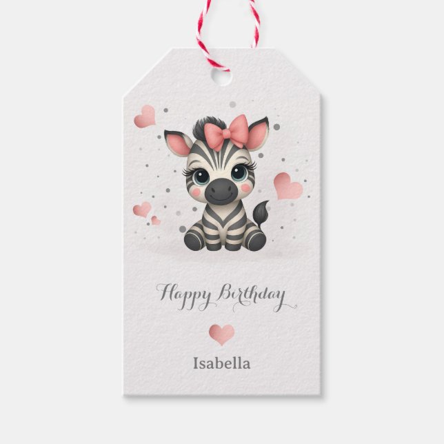 Niedliches kleines Cartoon-Zebra  Geschenkanhänger (Vorderseite)