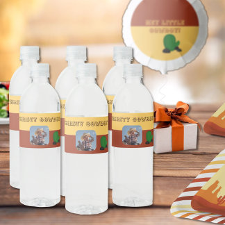 Niedliches kleines Cowboy-Foto Wasserflaschenetikett