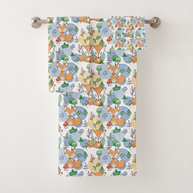 Niedliches kleines Fox-Muster Badhandtuch Set (Insitu)