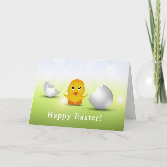 Niedliches kleines glückliches Ostern-Baby-Küken Feiertagskarte (Vorderseite)