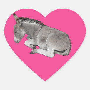 Niedliches kleines graues Donkey-Baby-Fohlen-Schla Herz-Aufkleber