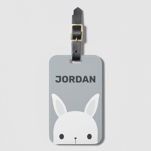 Niedliches kleines Hasen mit Personalisiertem Name Gepäckanhänger (Vorderseite Vertikal)