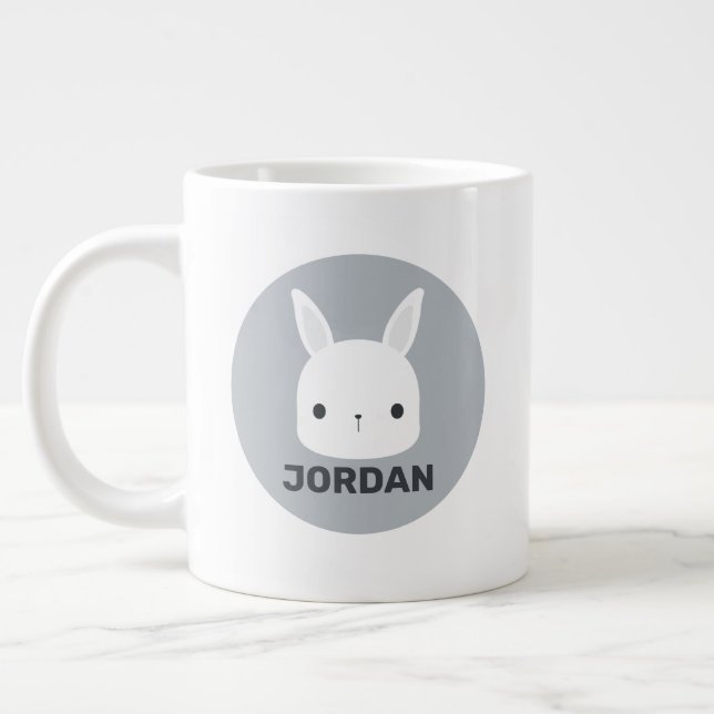 Niedliches kleines Hasen mit Personalisiertem Name Jumbo-Tasse (Links)