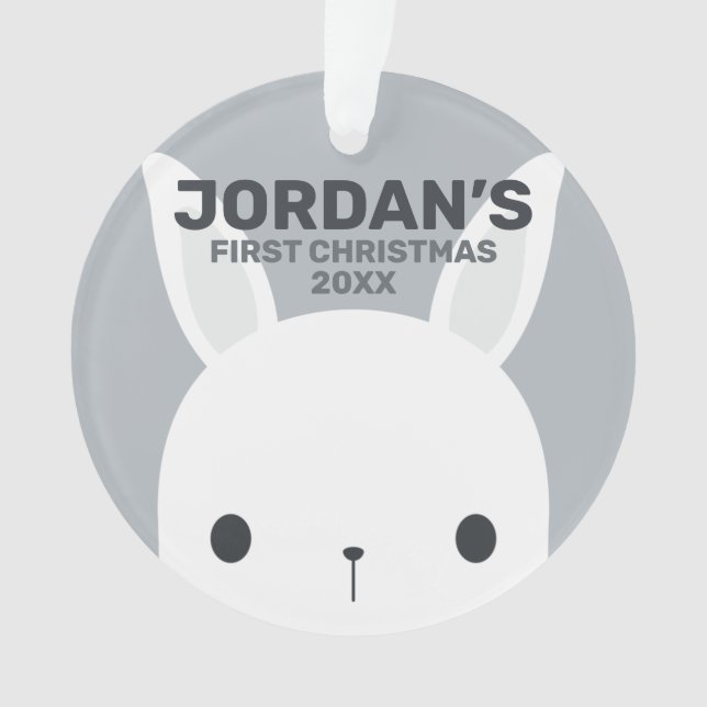 Niedliches kleines Hasen mit Personalisiertem Name Ornament (Vorderseite)