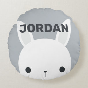 Niedliches kleines Hasen mit Personalisiertem Name Rundes Kissen